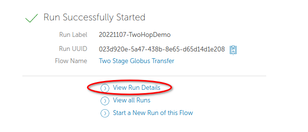 View Run Details